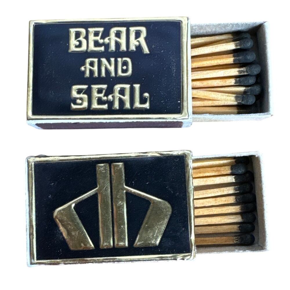 Vintage Matchboxes Bear and Seal Fairbanks Alaska AK Memorabilia Unstruck Foiled